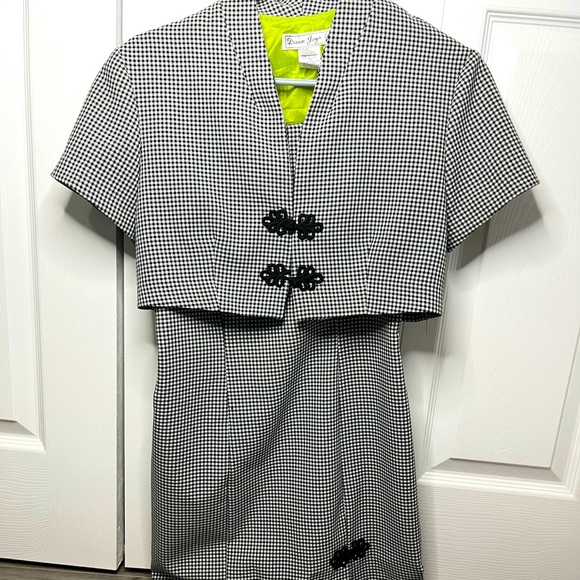 Black and white checkerboard dress and blazer set - Picture 1 of 3